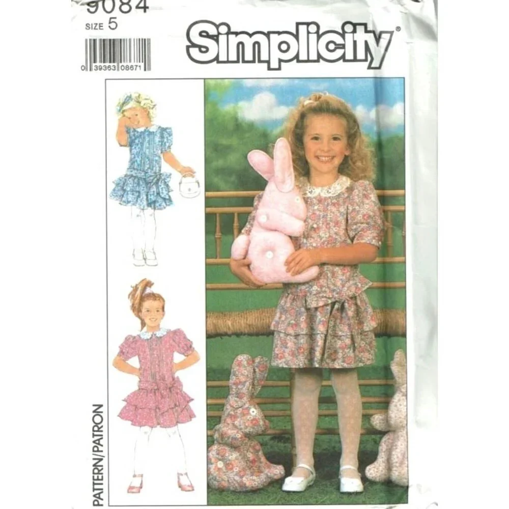 Simplicity Sewing Pattern 9084‎ Dress Stuffed Bunny Easter Spring Girls Size 5